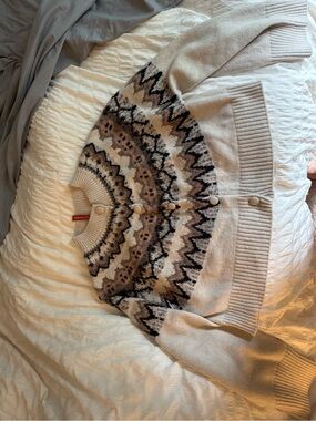 Altuzarra Beige Ivory and Taupe Fair Isle Button Cardigan